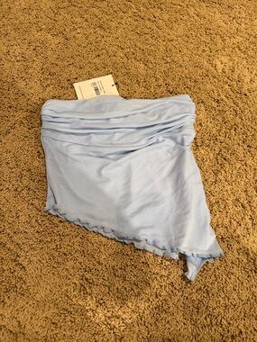 Princess Polly blue pale asymmetrical tube top